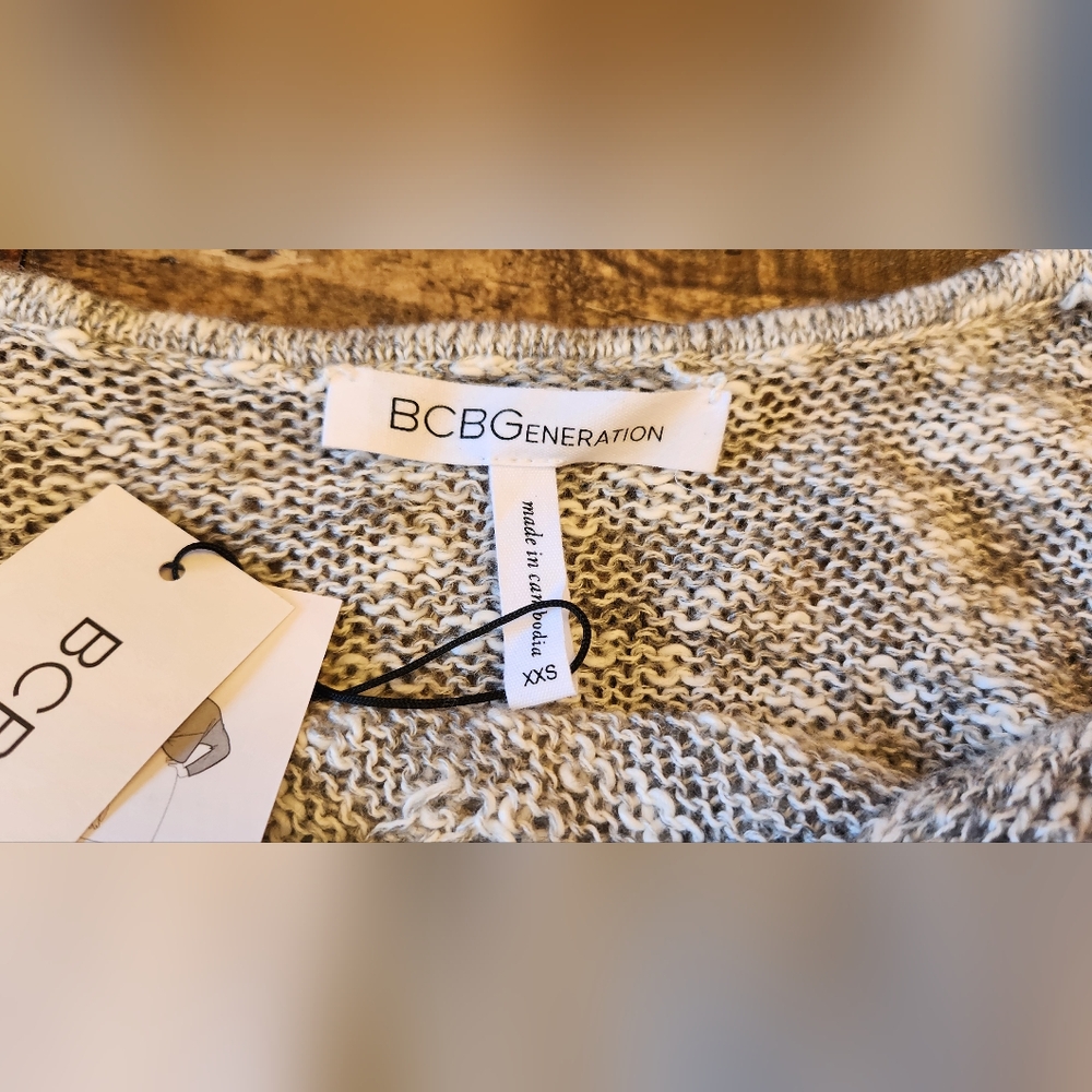 NWT BCBGeneration Twist Tie Cropped Sweater Heather Grey Size XXS - Picture 8 of 13